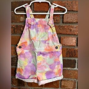Levi’s baby girl tie dye shortalls pink/purple 24 months
